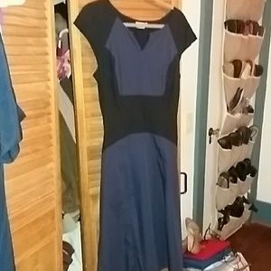 Black/blue eshakti cap sleeve  cotton dress  lar